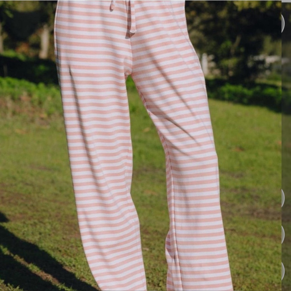ISO DAILY DRILLS PINK DUSTU ROSE STRIPE PANTS SIZE M